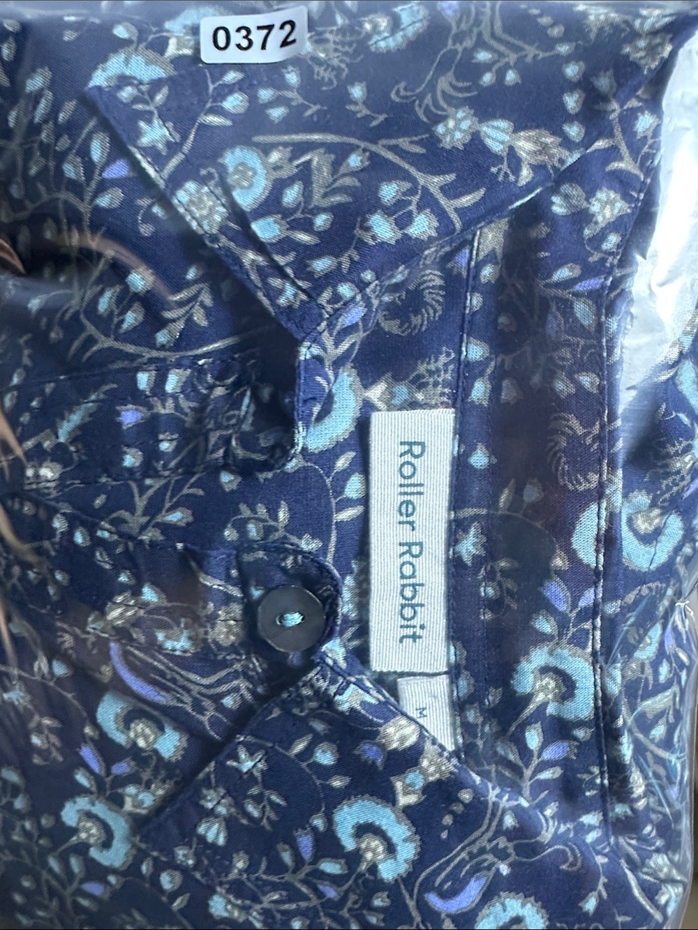 Roller Rabbit blue floral dress long sleeves button-down front M Relax Fit - Picture 12 of 12